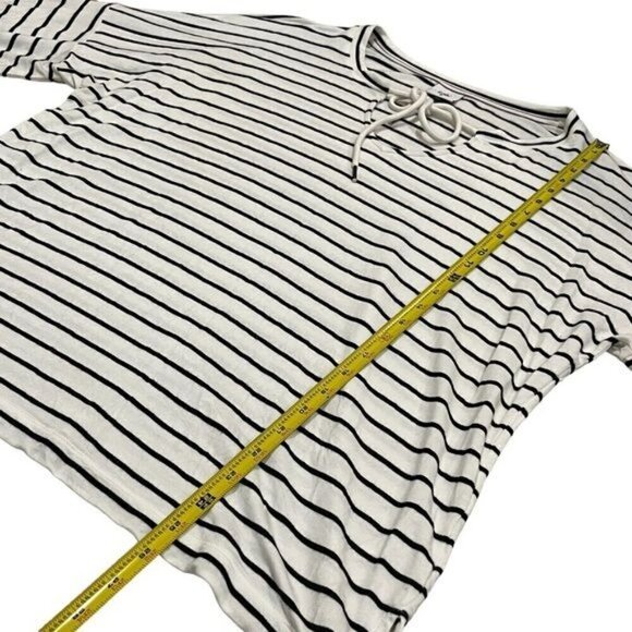 CAbi White and Black Striped Jersey Knit Long Sleeve Tiefront Size M - Picture 10 of 10